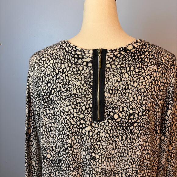 Dana Buchman Knit Sweater Women's Tan Bubble Snakeskin Back Zip Top - Picture 4 of 5